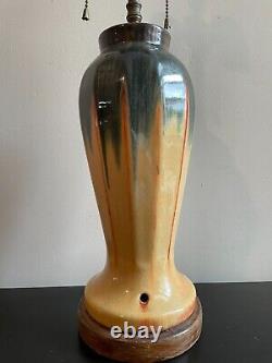 Muncie Art Pottery Table Lamp #232 Arts and Crafts Blue Gloss Peachskin Glaze