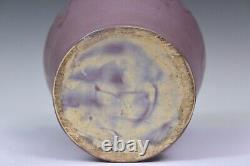 Muncie Matt Pottery Vase Green & Mauve Arts & Crafts Vintage Large 9