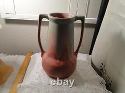 Muncie Pottery # 126, Tall Arts & Crafts Ceramic Vase with Slender Handles, 9 Tal