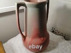 Muncie Pottery # 126, Tall Arts & Crafts Ceramic Vase with Slender Handles, 9 Tal