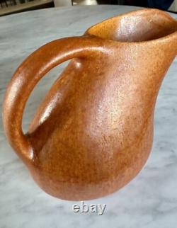 Muncie Pottery Arts and Crafts Orange Peel Glazed Pitcher and Six Cups c. 1930