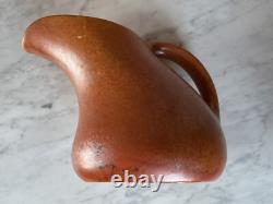 Muncie Pottery Arts and Crafts Orange Peel Glazed Pitcher and Six Cups c. 1930