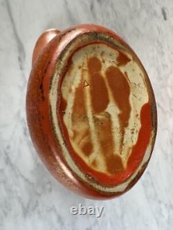 Muncie Pottery Arts and Crafts Orange Peel Glazed Pitcher and Six Cups c. 1930