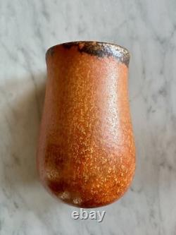 Muncie Pottery Arts and Crafts Orange Peel Glazed Pitcher and Six Cups c. 1930