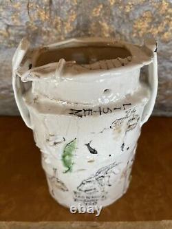 New Ted Saupe Studio Pottery Porcelain Handle Vase