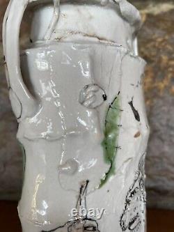 New Ted Saupe Studio Pottery Porcelain Handle Vase