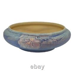 Newcomb College 1921 Antique Arts and Crafts Pottery Floral Blue Low Bowl Irvine