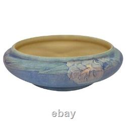Newcomb College 1921 Antique Arts and Crafts Pottery Floral Blue Low Bowl Irvine