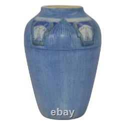 Newcomb College 1922 Antique Arts And Crafts Pottery Blue Ceramic Vase Chalaron