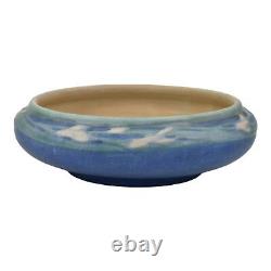 Newcomb College 1926 Arts and Crafts Pottery Floral Blue Ceramic Low Bowl Irvine