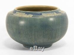 Newcomb College Pottery 1914 floral band vase CL matte blue green Arts & Crafts