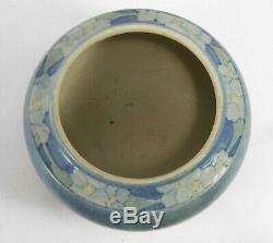 Newcomb College Pottery 1914 floral band vase CL matte blue green Arts & Crafts