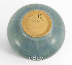 Newcomb College Pottery 1914 floral band vase CL matte blue green Arts & Crafts