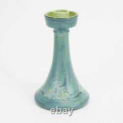 Newcomb College Pottery 1915 floral candlestick matte blue green Arts & Crafts