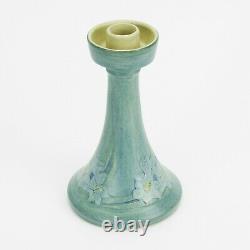 Newcomb College Pottery 1915 floral candlestick matte blue green Arts & Crafts