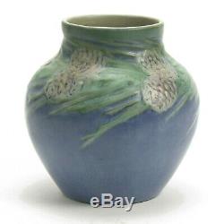 Newcomb College Pottery 1929 HB pine cone needles Arts & Crafts matte blue green