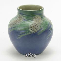 Newcomb College Pottery 1929 HB pine cone needles Arts & Crafts matte blue green