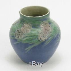 Newcomb College Pottery 1929 HB pine cone needles Arts & Crafts matte blue green