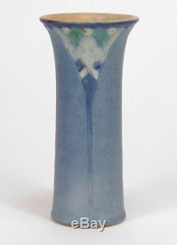 Newcomb College Pottery Chalaron corset leaf vase Arts & Crafts matte blue green