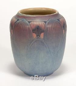 Newcomb College Pottery Chalaron leaf vase Arts & Crafts matte blue pink