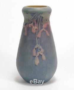 Newcomb College Pottery maple seed leaf vase Arts & Crafts matte blue green pink