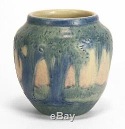 Newcomb College Pottery oak & moss day scenic landscape vase Arts & Crafts