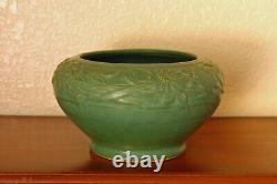 Nice Antique Weller Pottery Arts Crafts Early Breton Matte Green Bowl Jardiniere