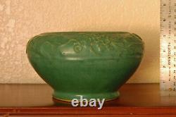 Nice Antique Weller Pottery Arts Crafts Early Breton Matte Green Bowl Jardiniere