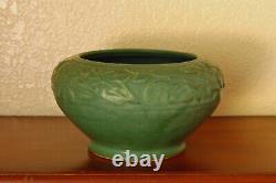 Nice Antique Weller Pottery Arts Crafts Early Breton Matte Green Bowl Jardiniere
