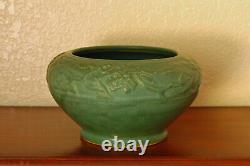 Nice Antique Weller Pottery Arts Crafts Early Breton Matte Green Bowl Jardiniere