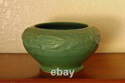 Nice Antique Weller Pottery Arts Crafts Early Breton Matte Green Bowl Jardiniere