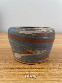 Niloak Pottery First Art Mark blue brick brown swirl vase arts/crafts Vase