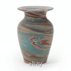 Niloak Pottery Mission ware 4.25 brown blue gray swirl vase arts & crafts