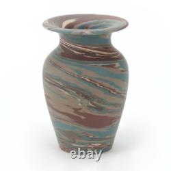 Niloak Pottery Mission ware 4.25 brown blue gray swirl vase arts & crafts