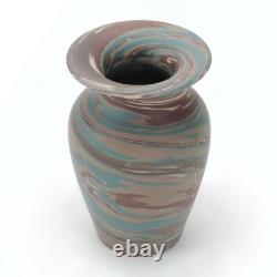 Niloak Pottery Mission ware 4.25 brown blue gray swirl vase arts & crafts