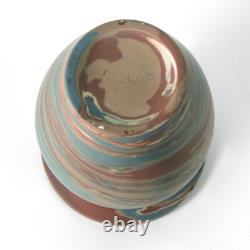Niloak Pottery Mission ware 4.25 brown blue gray swirl vase arts & crafts