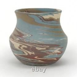 Niloak Pottery Mission ware 4.25 dia blue gray swirl vase arts & crafts southern