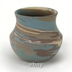 Niloak Pottery Mission ware 4.25 dia blue gray swirl vase arts & crafts southern