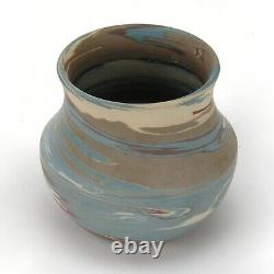 Niloak Pottery Mission ware 4.25 dia blue gray swirl vase arts & crafts southern