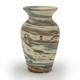 Niloak Pottery Mission Ware 6 3/8 White Brown Blue Swirl Vase Arts & Crafts
