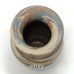 Niloak Pottery Mission ware 6 3/8 white brown blue swirl vase arts & crafts