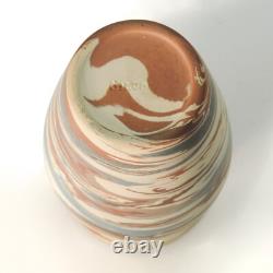 Niloak Pottery Mission ware 6 3/8 white brown blue swirl vase arts & crafts