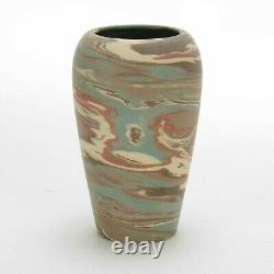 Niloak Pottery Mission ware matte blue brown swirl arts & crafts southern vase