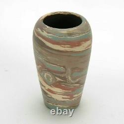 Niloak Pottery Mission ware matte blue brown swirl arts & crafts southern vase