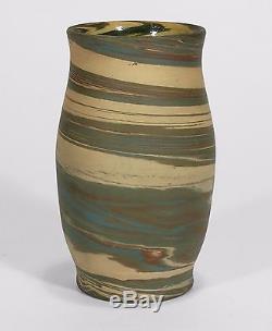 Niloak Pottery Mission ware matte blue green swirl arts & crafts southern vase