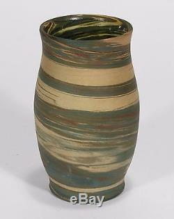 Niloak Pottery Mission ware matte blue green swirl arts & crafts southern vase