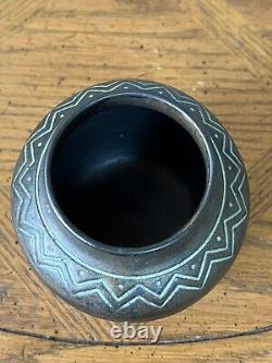 Norse 1903-13 Vintage Art Pottery Geometric Design Bronze Ware Ceramic Vase 44