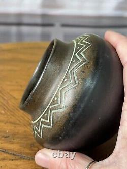 Norse 1903-13 Vintage Art Pottery Geometric Design Bronze Ware Ceramic Vase 44