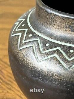 Norse 1903-13 Vintage Art Pottery Geometric Design Bronze Ware Ceramic Vase 44