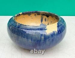 North Carolina Auman Pottery Cole Attribution Blue Mottled 8 Bowl arts & crafts